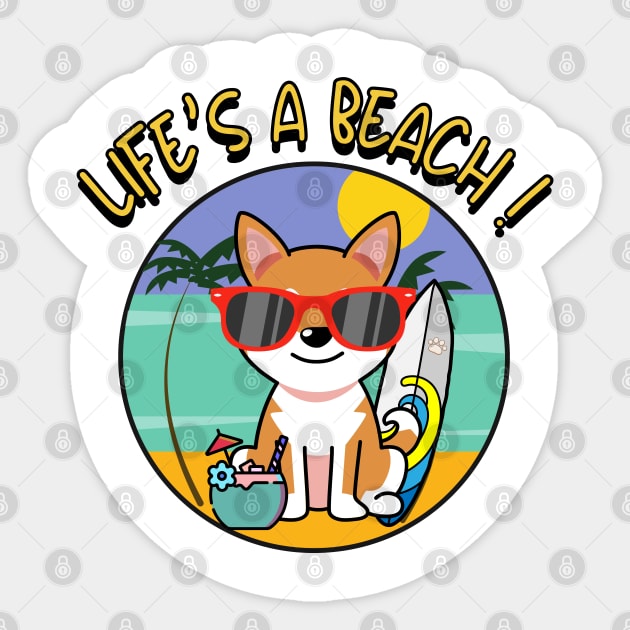 Cute orange dog Goes to the beach Sticker by Pet Station